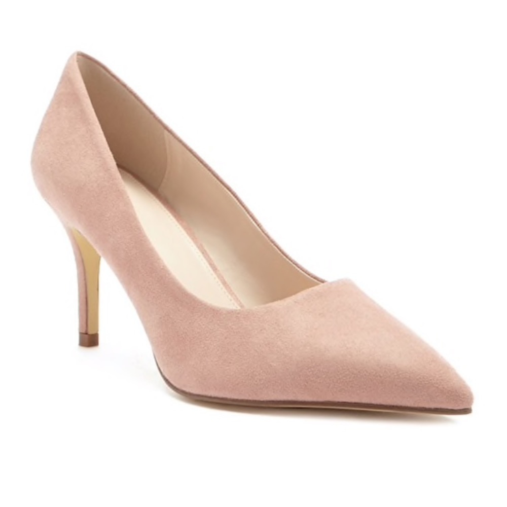 Blush Faux Suede Pointed Toe Pumps